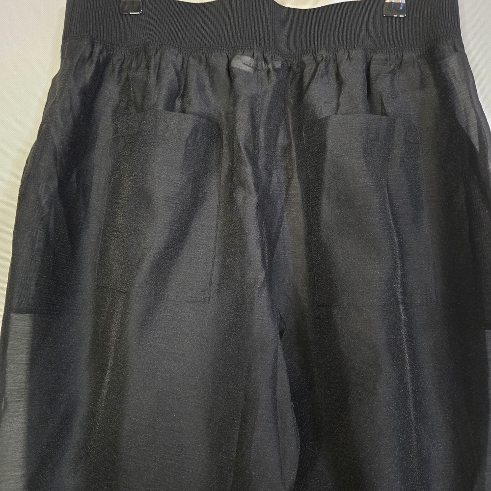 Good American Black Cropped Sheer Pull-On Pants